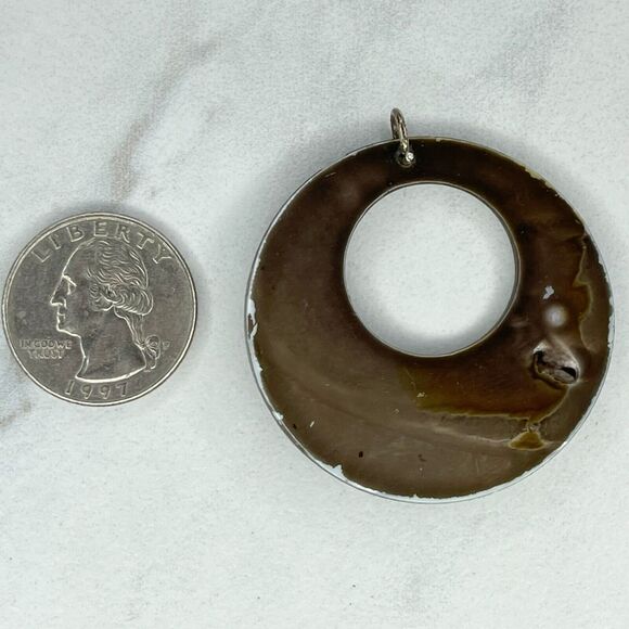 Brown Shell Hoop Upcycled Pendant - Picture 1 of 5